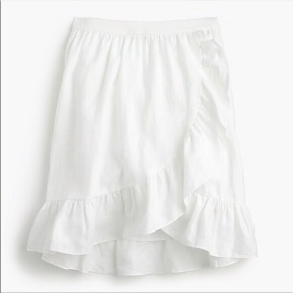 J. crew ruffle linen white skirt size 12P - Picture 2 of 8